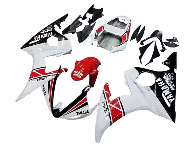 Carena Moto Yamaha YZF R6 2003-2004 - Bianco Rosso Nero Lucido Motul