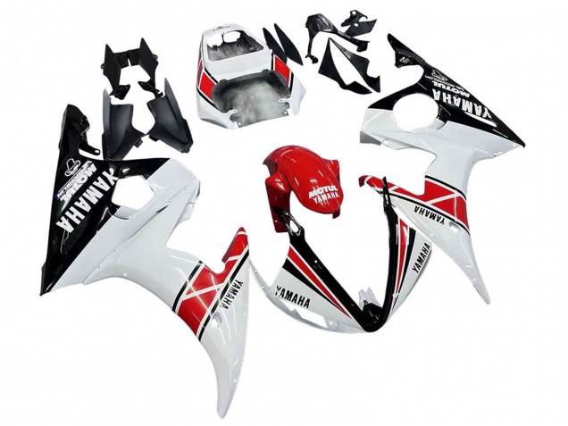 Carena Moto Yamaha YZF R6 2003-2004 - Bianco Rosso Nero Lucido Motul