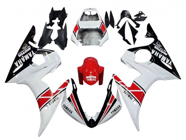 Carena Moto Yamaha YZF R6 2003-2004 - Bianco Rosso Nero Lucido Motul