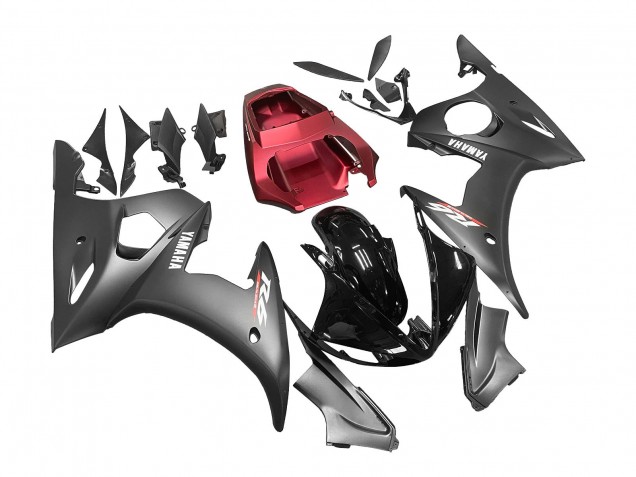 Carena Moto Yamaha YZF R6 2003-2004 - Rosso Nero Lucido Nero Opaco
