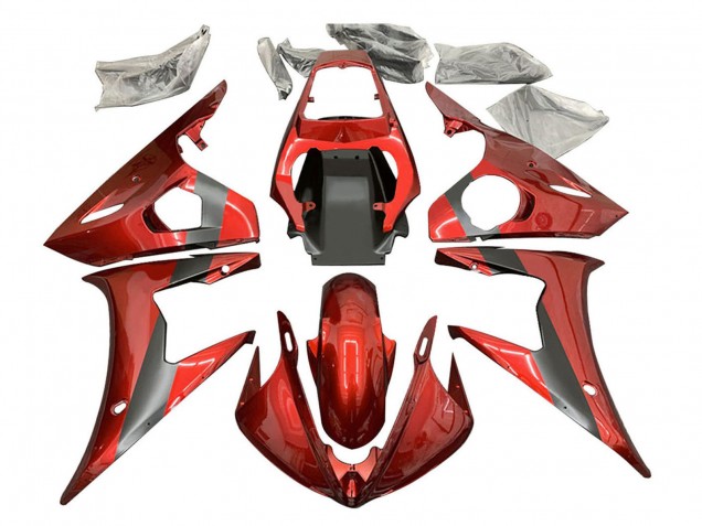 Carena Moto Yamaha YZF R6 2003-2004 - Rosso Nero Opaco