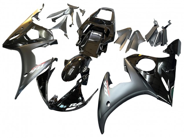 Carena Moto Yamaha YZF R6 2003-2004 - Nero Lucido Nero Opaco Oro Camaleonte