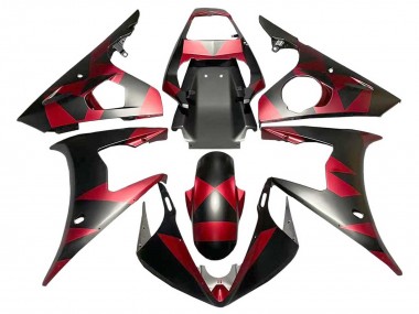 Carena Moto Yamaha YZF 600 R6 2005 - Nero Opaco Rosso Geometrico