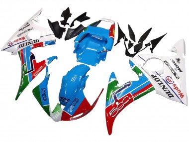 Carena Moto Yamaha YZF 600 R6 2005 - Azzurro Chiaro Bianco Verde Rosso Kastinee Dunlop Motul