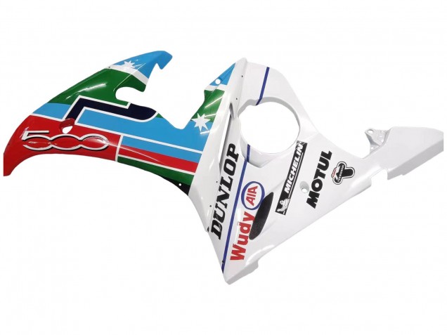 Carena Moto Yamaha YZF 600 R6 2005 - Azzurro Chiaro Bianco Verde Rosso Kastinee Dunlop Motul