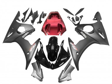 Carena Moto Yamaha YZF 600 R6 2005 - Nero Opaco Nero Lucido Grigio Rosso