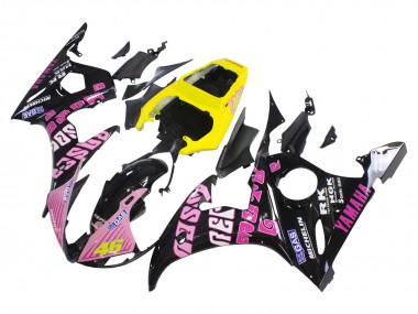 Carena Moto Yamaha YZF 600 R6 2005 - Nero Rosa Giallo Repsol 46