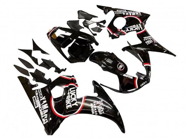 Carena Moto Yamaha YZF 600 R6 2005 - Nero Lucido Bianco Lucky Strike Motul