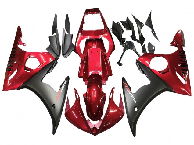 Carena Moto Yamaha YZF 600 R6 2005 - Rosso Nero Opaco