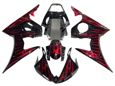 Carena Moto Yamaha YZF 600 R6 2005 - Nero Rosso Fiamma