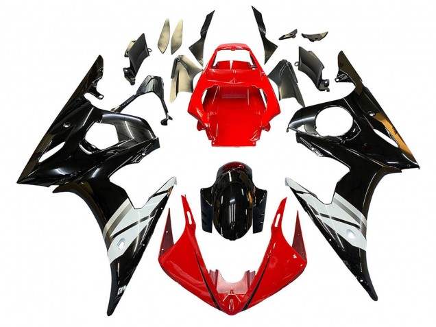 Carena Moto Yamaha YZF 600 R6 2005 - Rosso Bianco Nero Lucido