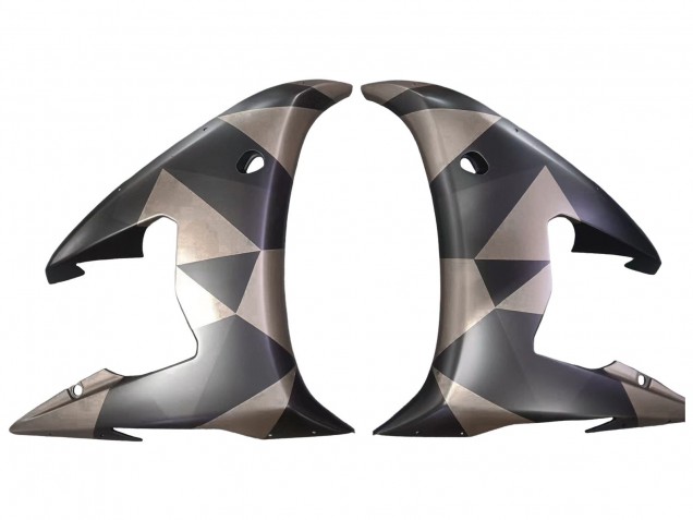 Carena Moto Yamaha YZF 600 R6 2005 - Nero Opaco Grigio Geometrico