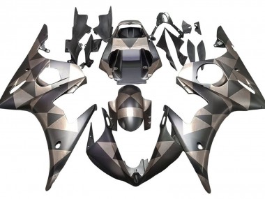Carena Moto Yamaha YZF 600 R6 2005 - Nero Opaco Grigio Geometrico