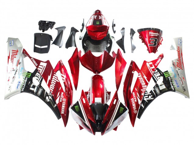 Carena Moto Yamaha YZF 600 R6 2006-2007 - Bianco Rosso Nero Verde Mostro Milwaukee
