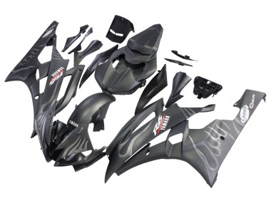 Carena Moto Yamaha YZF 600 R6 2006-2007 - Nero Opaco Argento Fiamma