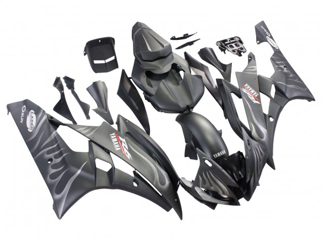 Carena Moto Yamaha YZF 600 R6 2006-2007 - Nero Opaco Argento Fiamma