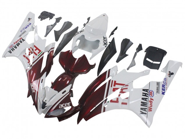 Carena Moto Yamaha YZF 600 R6 2006-2007 - Bianco Rosso Bordeaux Fiat Acer Yamalube