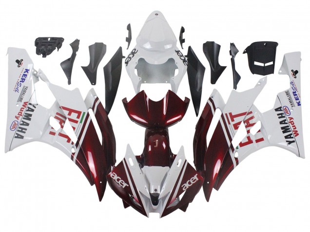 Carena Moto Yamaha YZF 600 R6 2006-2007 - Bianco Rosso Bordeaux Fiat Acer Yamalube