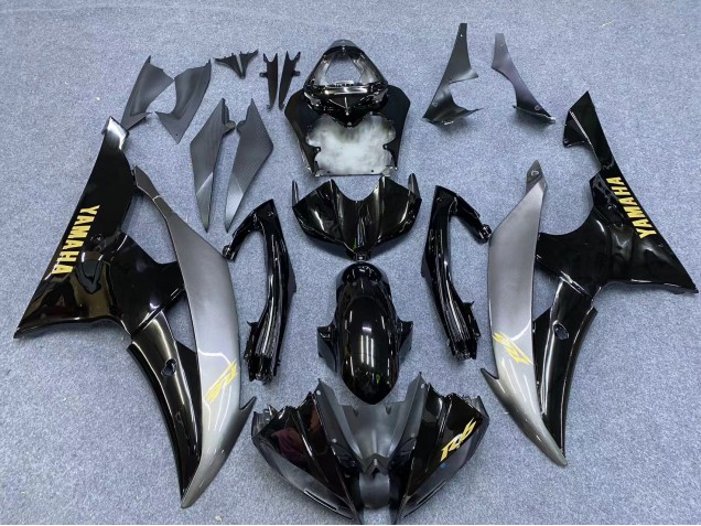 Carena Moto Yamaha YZF 600 R6 2006-2007 - Argento Nero Lucido Oro Decals