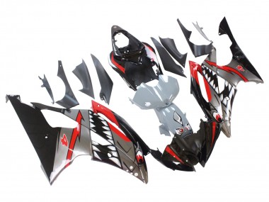Carena Moto Yamaha YZF 600 R6 2008-2016 - Argento Nero Rosso Squalo 4