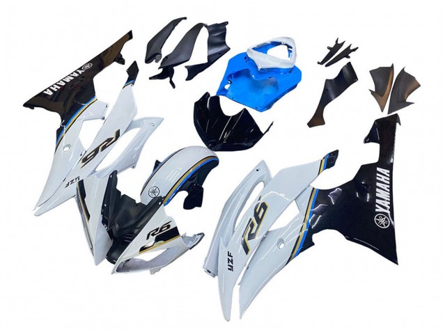 Carena Moto Yamaha YZF 600 R6 2008-2016 - Bianco Blu Nero Lucido