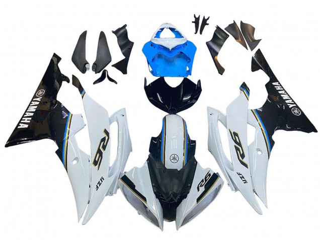 Carena Moto Yamaha YZF 600 R6 2008-2016 - Bianco Blu Nero Lucido
