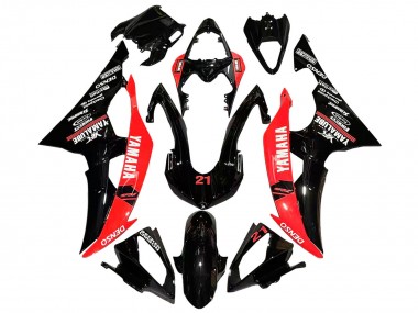 Carena Moto Yamaha YZF 600 R6 2008-2016 - Rosso Nero Lucido DENSO Yamalube 21