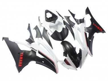 Carena Moto Yamaha YZF 600 R6 2008-2016 - Bianco Nero Opaco Rosso Decals