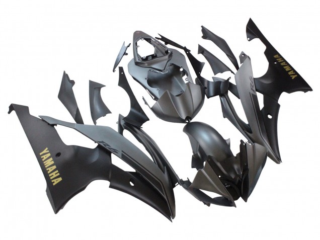 Carena Moto Yamaha YZF 600 R6 2008-2016 - Grigio Nero Opaco Oro Decals