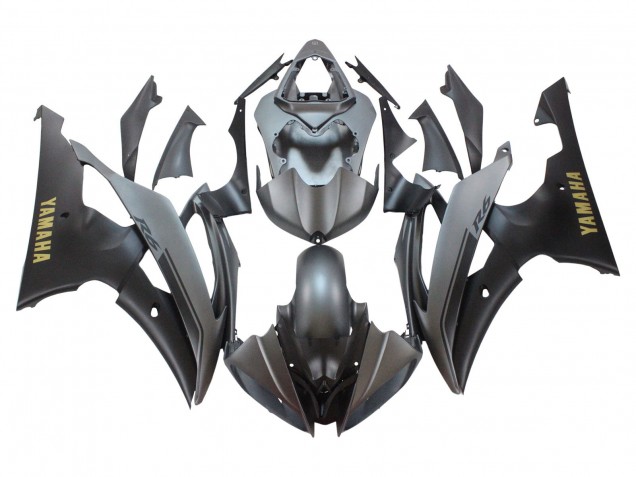 Carena Moto Yamaha YZF 600 R6 2008-2016 - Grigio Nero Opaco Oro Decals