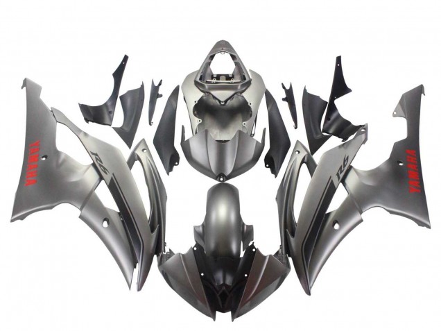 Carena Moto Yamaha YZF 600 R6 2008-2016 - Grigio Opaco Rosso Decals