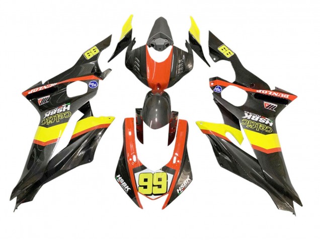 Carena Moto Yamaha YZF 600 R6 2008-2016 - Giallo Arancia Nero Fibra di Carbonio Stile