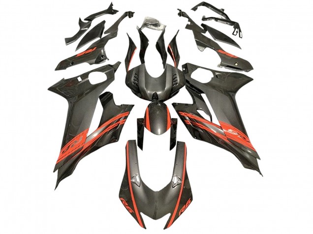 Carena Moto Yamaha YZF 600 R6 2017-2023 - Rosso Nero Fibra di Carbonio Stile