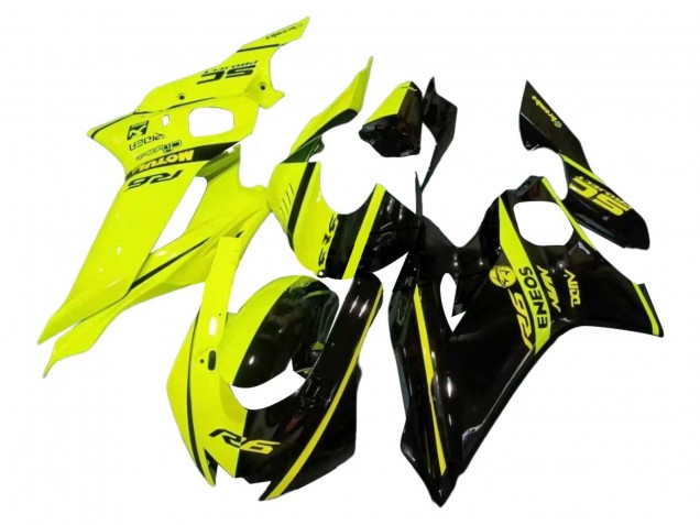 Carena Moto Yamaha YZF 600 R6 2017-2023 - Neon Giallo Nero Lucido Diviso