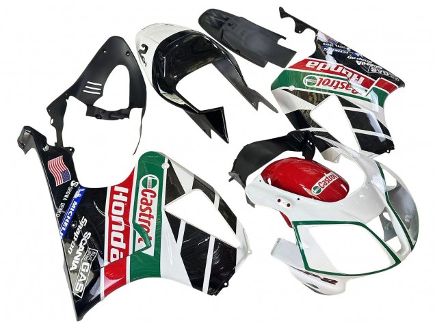 Carena Moto Honda VTR1000 2000-2006 - Bianco Rosso Verde Nero Lucido Castrol