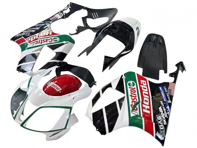 Carena Moto Honda VTR1000 2000-2006 - Bianco Rosso Verde Nero Lucido Castrol