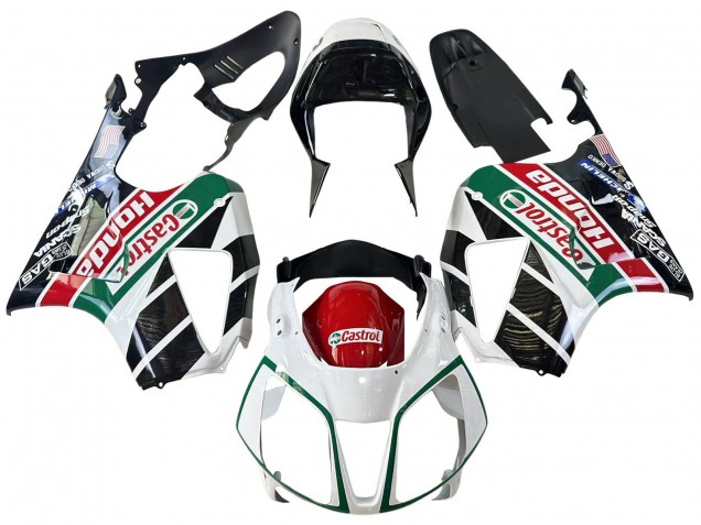 Carena Moto Honda VTR1000 2000-2006 - Bianco Rosso Verde Nero Lucido Castrol