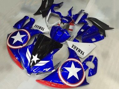 Carena Moto Yamaha YZF R1 2009-2011 - Blu Bianco Rosso Nero Stella Captain America