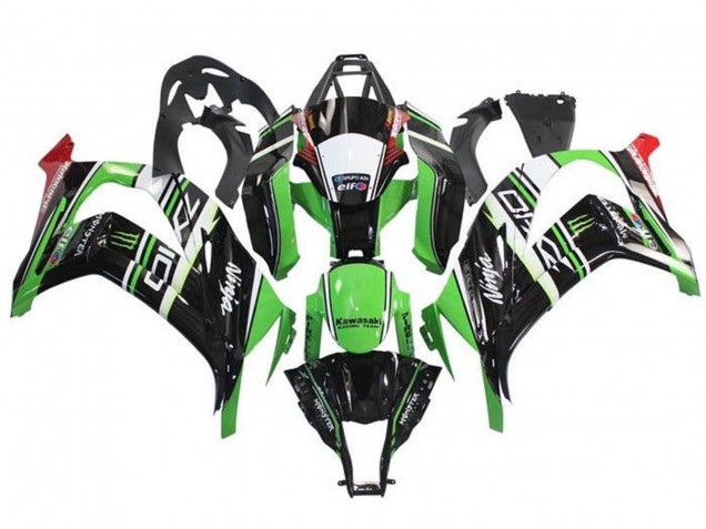 Carena Moto Kawasaki ZX10R 2011-2015 - Verde Nero Bianco Rosso Banda Mostro
