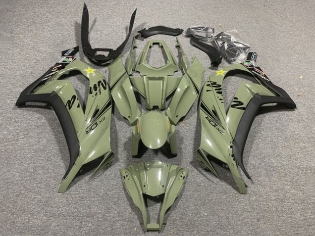 Carena Moto Kawasaki ZX10R 2011-2015 - Verde Scuro Militare Nero Giallo Stella