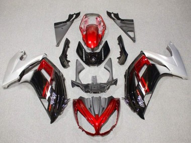 Carena Moto Kawasaki Ninja 650 EX650 2012-2016 - Argento Rosso Nero Lucido
