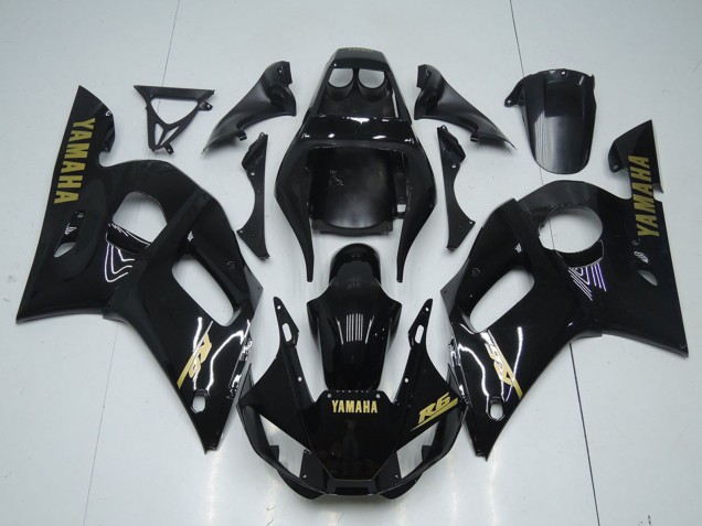Carena Moto Yamaha YZF R6 1998-2002 - Nero Lucido Oro Decals