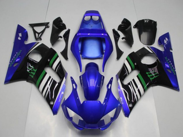 Carena Moto Yamaha YZF R6 1998-2002 - Blu Bianco Verde Nero Mostro