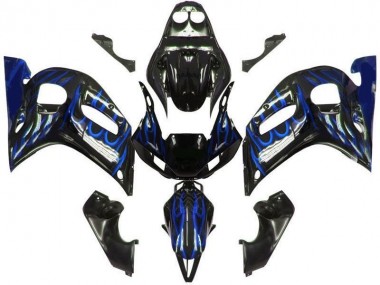 Carena Moto Yamaha YZF 600 R6 1998-2002 - Nero Lucido Blu Fiamma