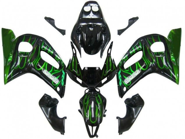 Carena Moto Yamaha YZF 600 R6 1998-2002 - Nero Lucido Verde Fiamma