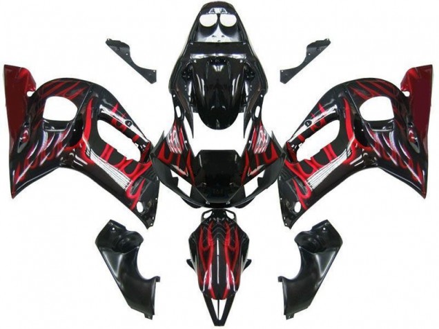 Carena Moto Yamaha YZF 600 R6 1998-2002 - Nero Lucido Rosso Fiamma