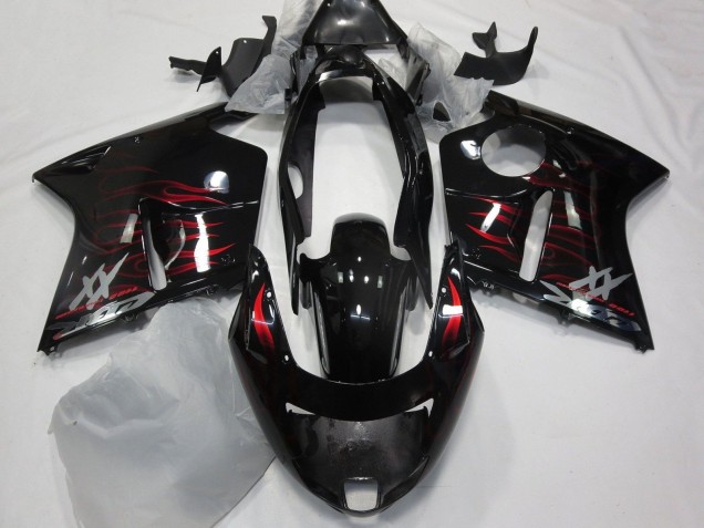 Carena Moto Honda CBR1100XX Blackbird 1996-2007 - Nero Lucido Rosso Fiamma