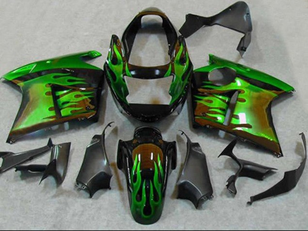 Carena Moto Honda CBR1100XX Blackbird 1996-2007 - Nero Lucido Verde Fiamma