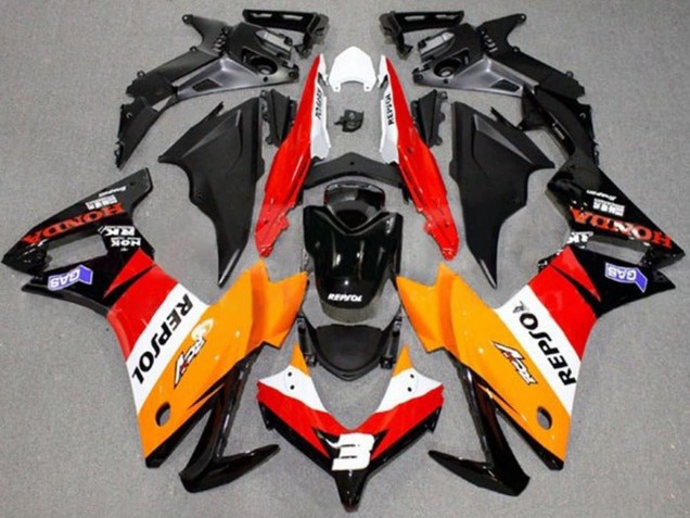 Carena Moto Honda CBR500R 2013-2015 - Arancia Bianco Rosso Nero Lucido Repsol