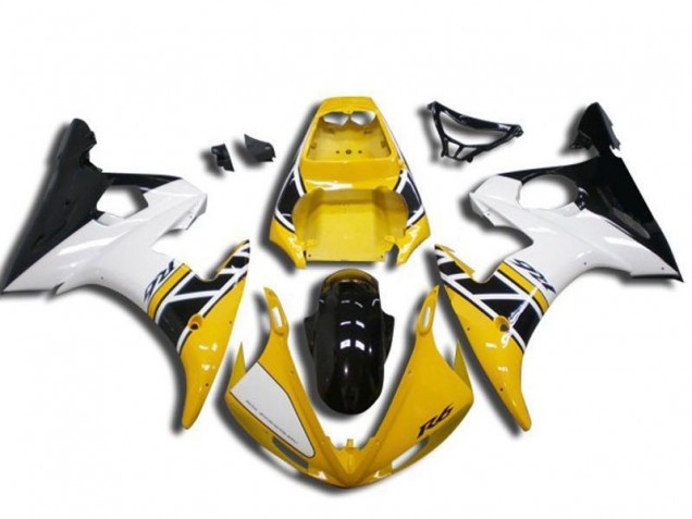 Carena Moto Yamaha YZF R6 2003-2004 - Giallo Bianco Nero Lucido